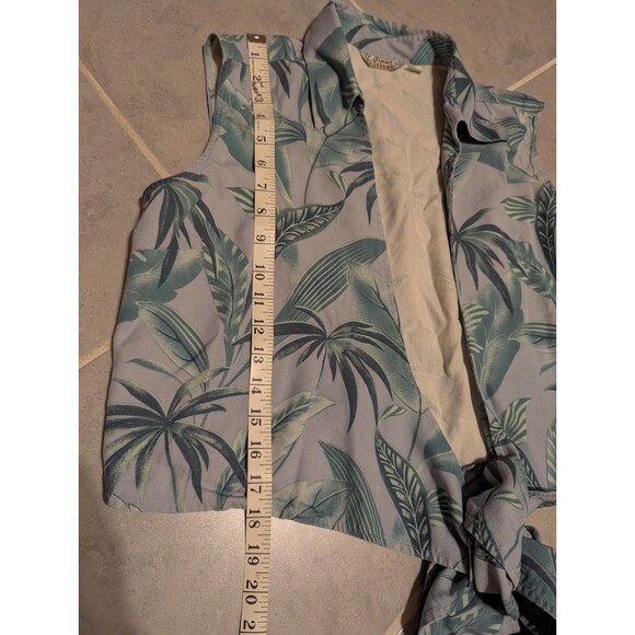 Tommy Bahama Y2K Women's 100% Silk Sleeveless Crop Tie-Front Tropical Top Sz L - Picture 9 of 10